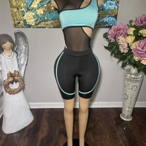 Short set with mesh bodysuit