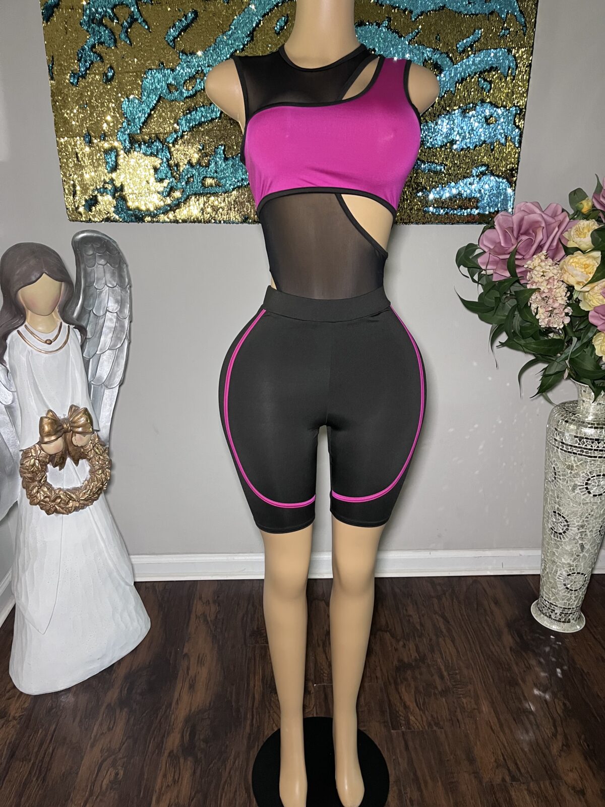 Keira Mesh bodysuit with shorts